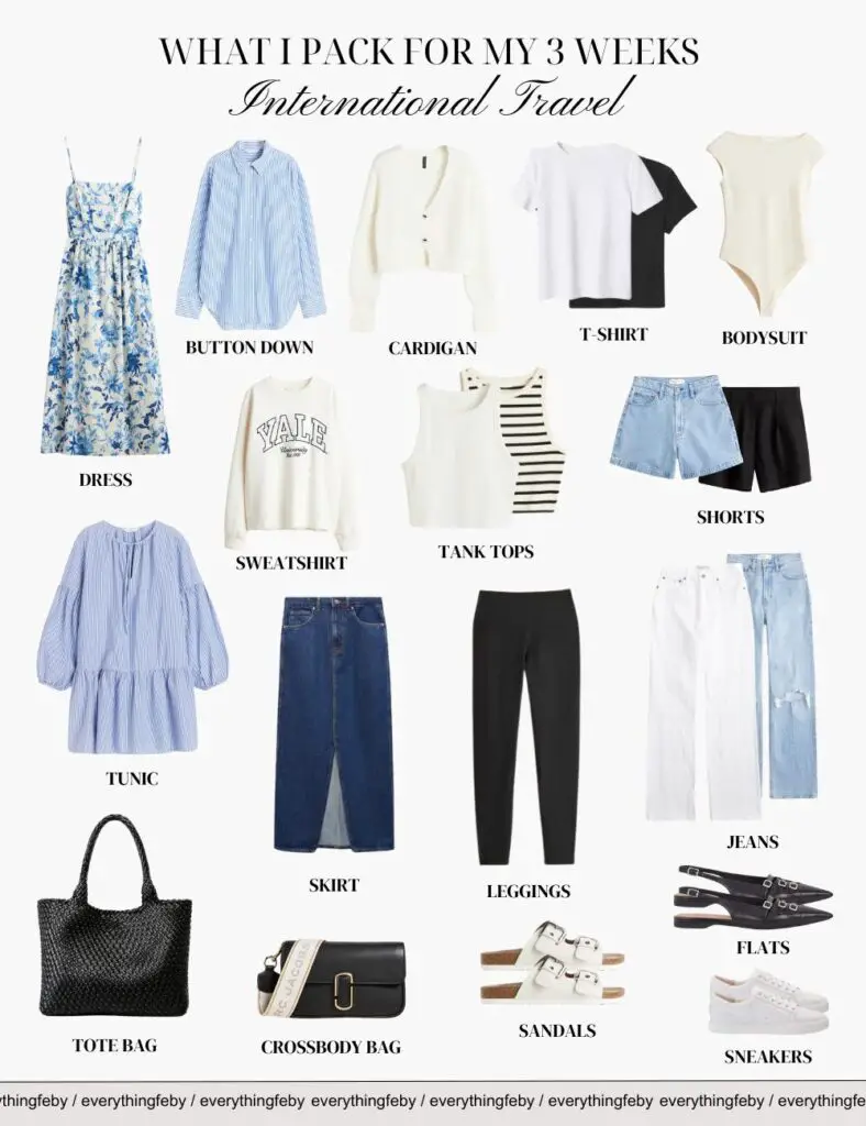 travel packing list for women