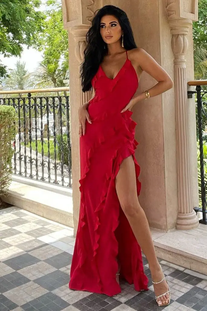 red wedding guest dress