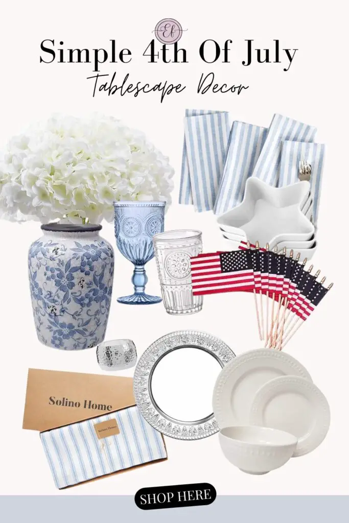 light blue 4th of july tablescape decor