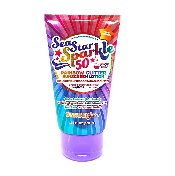 glitter sunscreen for kids summer beach trip