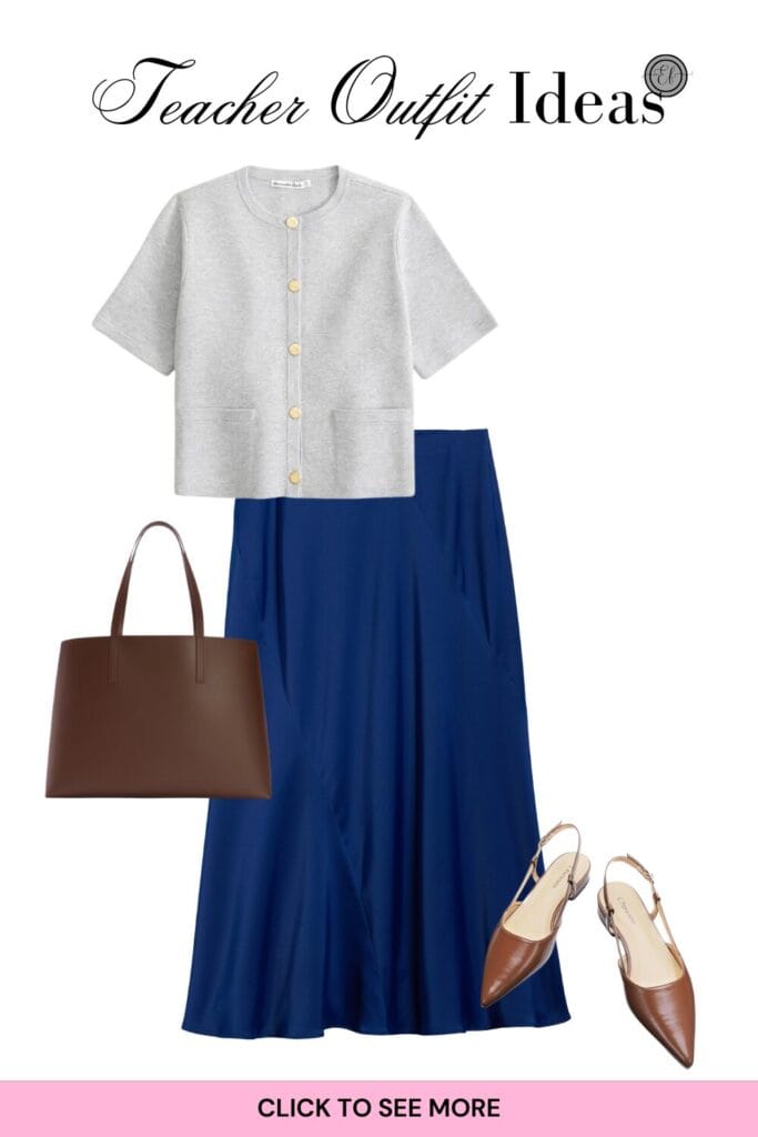 a line skirt and sweater for cozy back to school teacher outfit