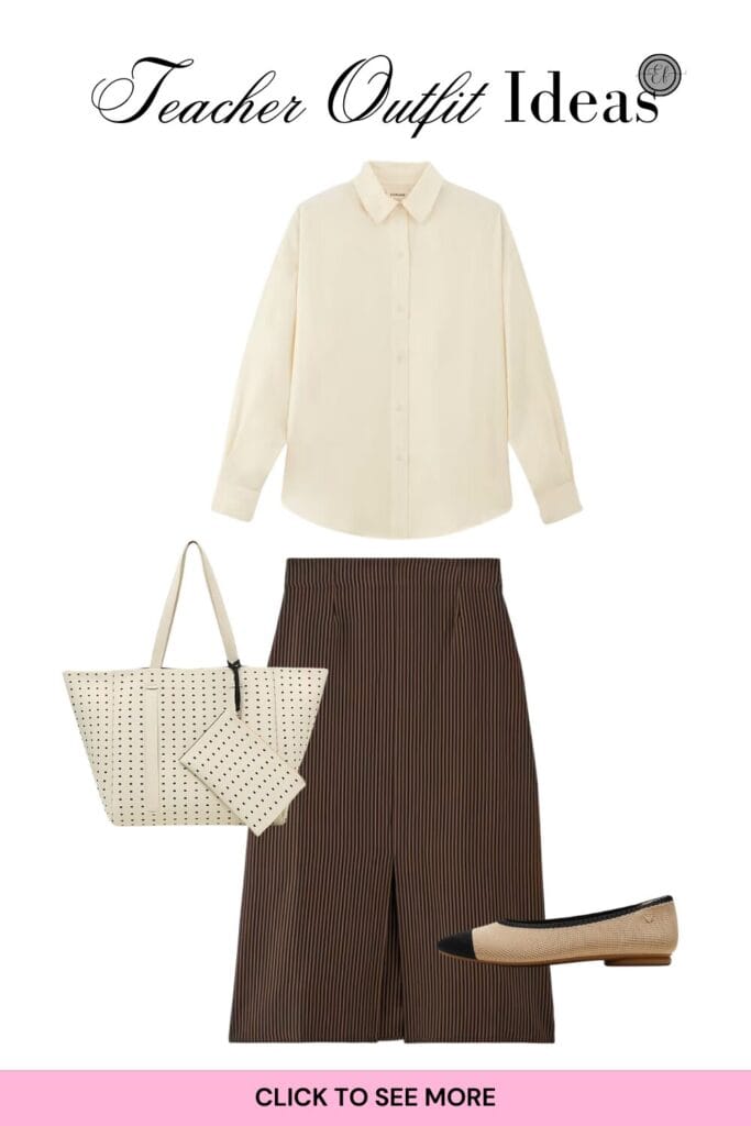 maxi skirt and blouse for chic teacher outfit